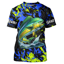 Load image into Gallery viewer, Mahi mahi fishing green blue camo Custom UV protection performance long sleeve fishing shirt jerseys NQS7123