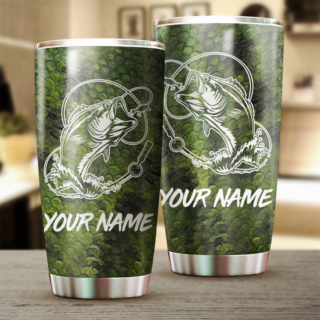 Bass Scale Fishing Tattoo Customize name Tumbler Cup Personalized Fishing tumbler gift for fisherman - NQS257