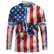 Load image into Gallery viewer, Fish skeleton reaper American flag custom name sun protection long sleeve fishing shirts jerseys NQS3871