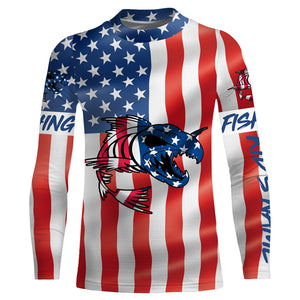 Fish skeleton reaper American flag custom name sun protection long sleeve fishing shirts jerseys NQS3871