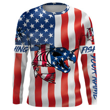 Load image into Gallery viewer, Fish skeleton reaper American flag custom name sun protection long sleeve fishing shirts jerseys NQS3871