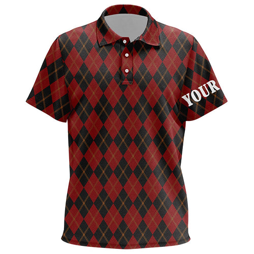 Black and red flat argyle pattern Kid golf polo shirts custom best golf top for kid NQS6526