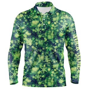 Green Christmas pattern Mens golf polo shirt custom best mens golf wear, golfing gifts NQS6527
