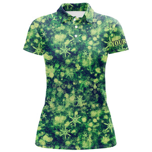 Green Christmas pattern Womens golf polo shirts custom best ladies golf wear, golfing gifts NQS6527