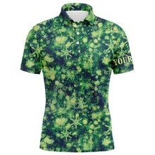 Load image into Gallery viewer, Green Christmas pattern Mens golf polo shirt custom best mens golf wear, golfing gifts NQS6527