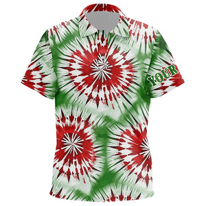 Green, red and white Christmas tie dye pattern Kid golf polo shirts custom golf tops for Kid NQS6529