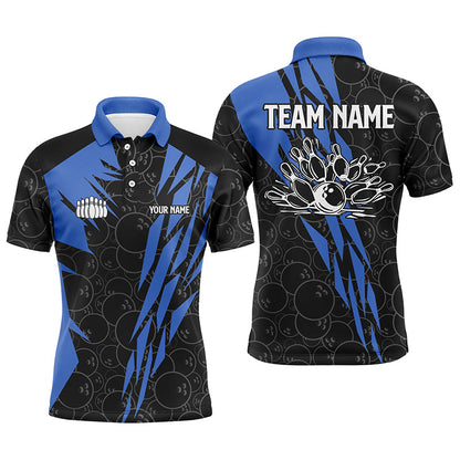 Black bowling camo Mens polo bowling shirt Custom bowling strike team league jerseys | Blue NQS6771