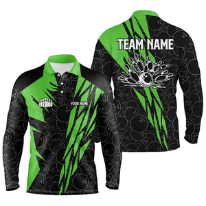 Black bowling camo Mens polo bowling shirt Custom bowling strike team league jerseys | Green NQS6772