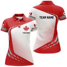 Load image into Gallery viewer, Red and white Womens golf polo shirts custom team name Canada flag patriotic womens golf tops NQS6312