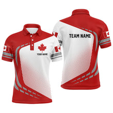 Load image into Gallery viewer, Red and white Mens golf polo shirts custom team name Canada flag patriotic mens golf tops NQS6312