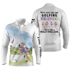 Funny Flamingo Mens golf polo shirts custom name we're more than just golfing friends NQS4265