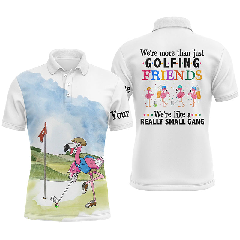 Funny Flamingo Mens golf polo shirts custom name we're more than just golfing friends NQS4265