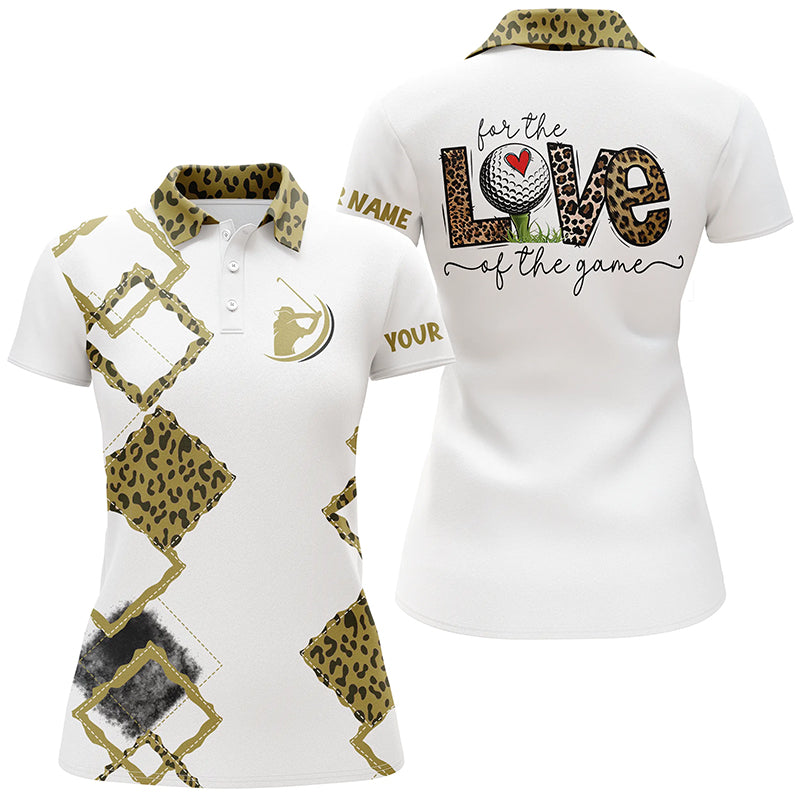 White Womens golf polo shirts custom name for the love of the game leopard golf shirts NQS4266