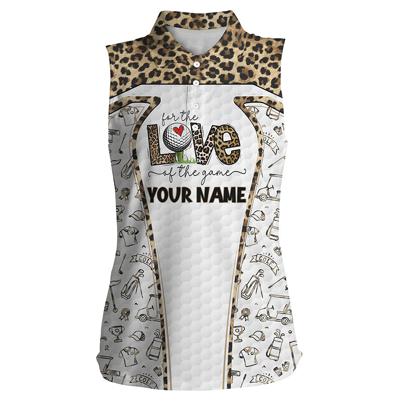 Womens sleeveless polo shirt custom name for the love of the game leopard pattern golf shirts NQS4270