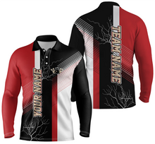 Load image into Gallery viewer, Red and black plaid pattern custom bowling polo shirts for men, team bowling jerseys NQS4819