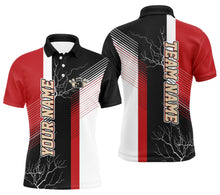 Load image into Gallery viewer, Red and black plaid pattern custom bowling polo shirts for men, team bowling jerseys NQS4819