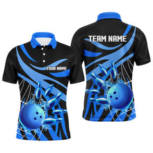 Load image into Gallery viewer, Blue flame bowling polo shirts for men Custom Team bowling jerseys for men, gift for bowlers NQS7243