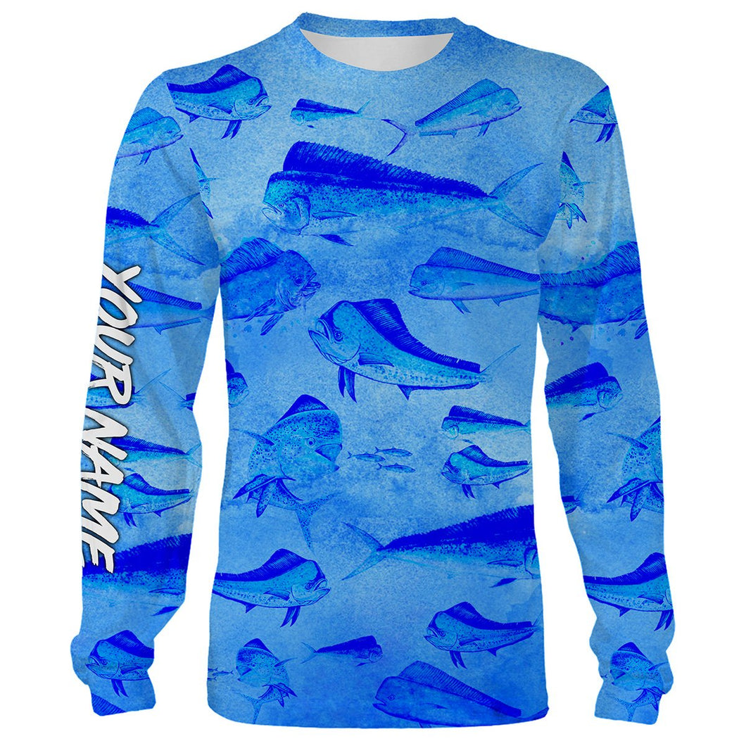 Mahi Mahi Dorado Fishing Saltwater Blue Ocean 3D All Over print custom fishing shirts NQS568