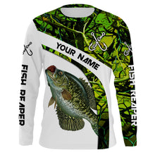 Load image into Gallery viewer, Crappie fishing Green Camo UV protection Customize name long sleeves fishing shirts, gift for fisherman NQS802
