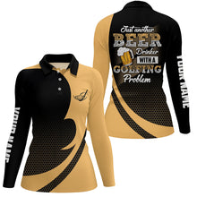 Load image into Gallery viewer, Black and yellow Women golf polo shirts custom Just another beer drinker with a golfing problem NQS6990