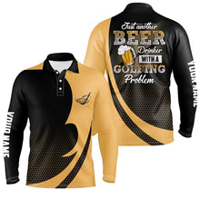 Load image into Gallery viewer, Black and yellow Mens golf polo shirts custom Just another beer drinker with a golfing problem NQS6990