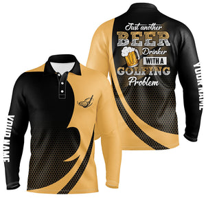 Black and yellow Mens golf polo shirts custom Just another beer drinker with a golfing problem NQS6990