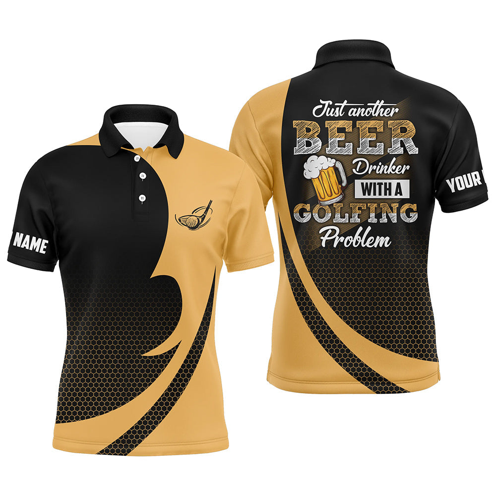 Black and yellow Mens golf polo shirts custom Just another beer drinker with a golfing problem NQS6990