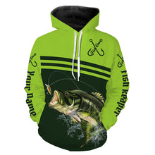 Load image into Gallery viewer, Largemouth Bass Fishing Fish Reaper Green Custom name All over print shirts NQS545