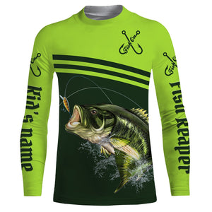 Largemouth Bass Fishing Fish Reaper Green Custom name All over print shirts NQS545