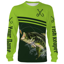 Load image into Gallery viewer, Largemouth Bass Fishing Fish Reaper Green Custom name All over print shirts NQS545