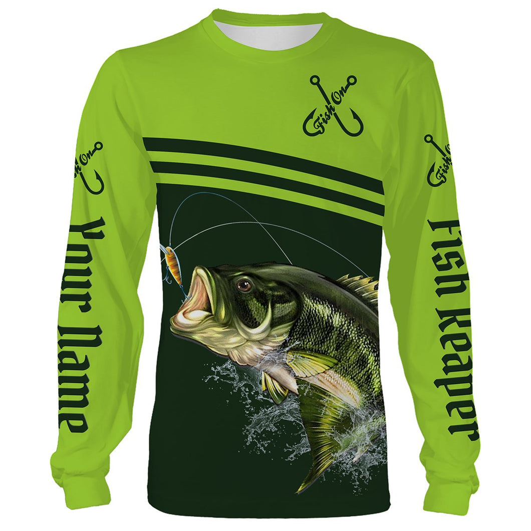 Largemouth Bass Fishing Fish Reaper Green Custom name All over print shirts NQS545