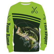 Load image into Gallery viewer, Largemouth Bass Fishing Fish Reaper Green Custom name All over print shirts NQS545