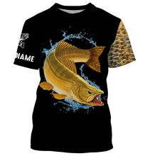 Load image into Gallery viewer, Walleye fishing yellow scales Customize name long sleeves performance fishing shirt for men, women, Kid NQS950