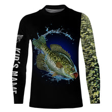 Load image into Gallery viewer, Crappie fishing green scales Customize name sun protection long sleeves crappie fishing shirts | Black NQS952