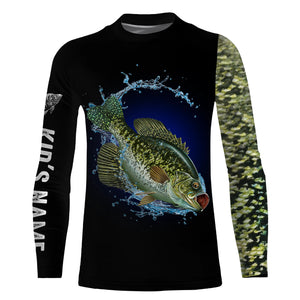 Crappie fishing green scales Customize name sun protection long sleeves crappie fishing shirts | Black NQS952