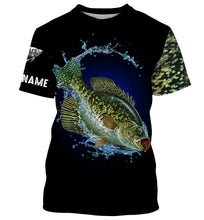 Load image into Gallery viewer, Crappie fishing green scales Customize name sun protection long sleeves crappie fishing shirts | Black NQS952