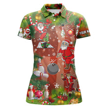 Load image into Gallery viewer, American flag Santa Christmas Bowling Shirts For Women Team League Jersey Custom Bowling Polo Shirts NQS6540