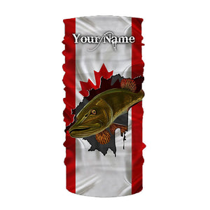 Northern Pike fishing Canadian flag patriot UV protection Customize name long sleeves fishing shirts NQS4500