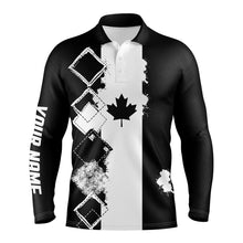 Load image into Gallery viewer, Mens golf polo shirts black Canada flag patriot custom name golf shirts for men, gift for the golfers NQS5160