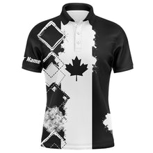 Load image into Gallery viewer, Mens golf polo shirts black Canada flag patriot custom name golf shirts for men, gift for the golfers NQS5160