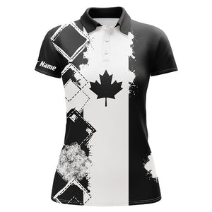 Womens golf polo shirts black Canada flag patriot custom golf shirts for women, gift for the golfers NQS5160