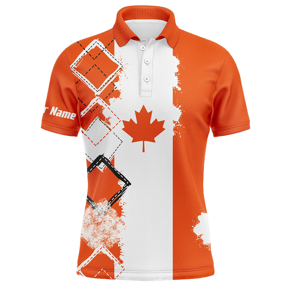 Mens golf polo shirts orange Canada flag patriot custom name golf shirts for men, gift for the golfers NQS5161