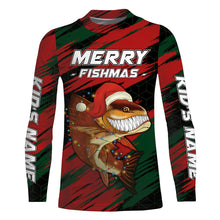 Load image into Gallery viewer, Personalized funny Christmas Redfish Fishing Shirts, Mery fishmas Fishing gift for men, women, kid NQS6817