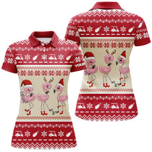 Load image into Gallery viewer, Funny ugly Christmas golf shirts custom red women golf polos Flamingo golf friend Christmas gifts NQS6818