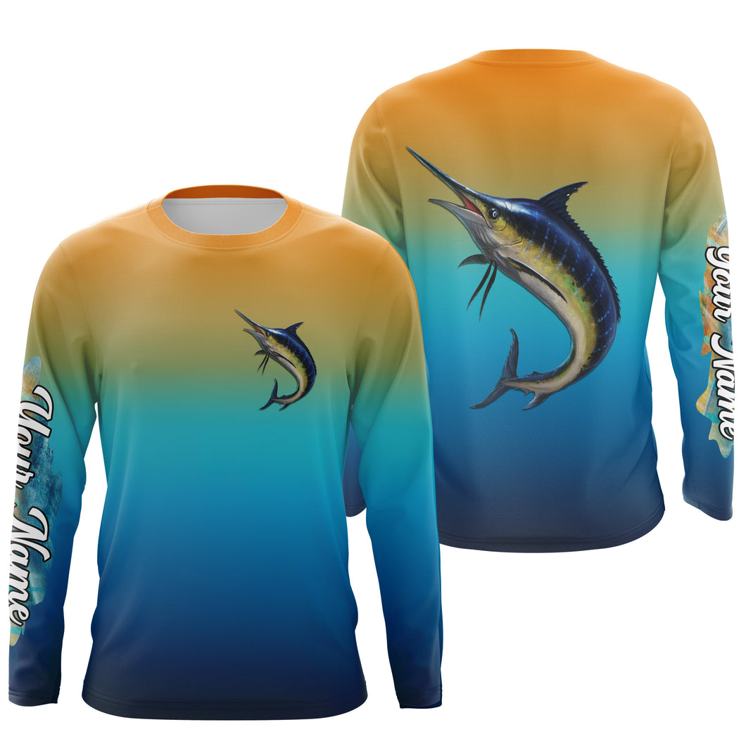 Marlin fishing Custom Name UV protection UPF 30+ fishing jersey, deep sea fishing tournament shirts NQS3167