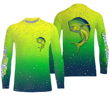 Load image into Gallery viewer, Mahi-mahi fishing green scales bubble Custom Name UV protection UPF 30+ custom fishing jersey NQS3173