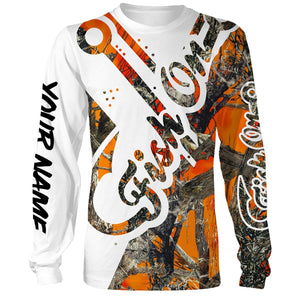 Fish On Orange Muddy Camo Customize Name Fishing Shirts Personalized All Over Printed Shirt For Men, Women And Kid NQS554
