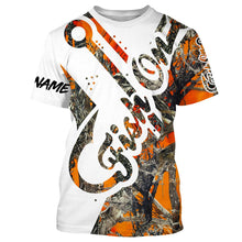 Load image into Gallery viewer, Fish On Orange Muddy Camo Customize Name Fishing Shirts Personalized All Over Printed Shirt For Men, Women And Kid NQS554