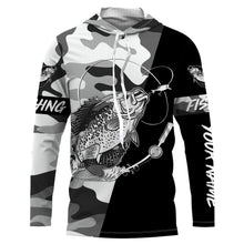 Load image into Gallery viewer, Ice fishing crappie winter camo custom name sun protection long sleeve fishing shirts, crappie jerseys NQS4092