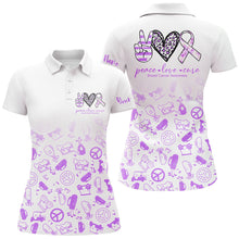 Load image into Gallery viewer, Women golf polo shirts custom purple heart peace love cure golf shirts for women NQS7009